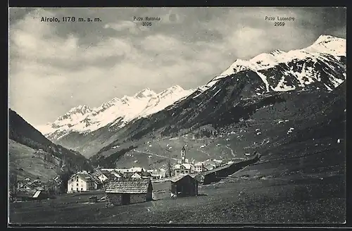 AK Airolo, Gesamtansicht mit Pizzo Rotondo und Pizzo Lucendro