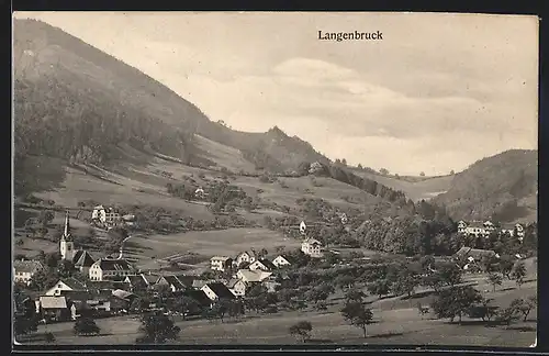 AK Langenbruck, Ortsansicht aus der Vogelschau