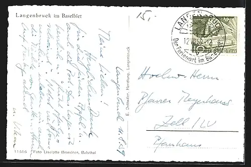 AK Langenbruck, Totalansicht auf Ort