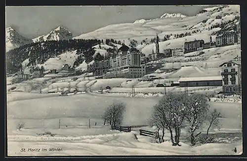 AK Sankt Moritz, Ortsansicht im Winter