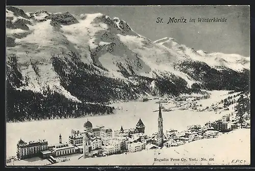 AK Sankt Moritz, Gesamtansicht im Winter