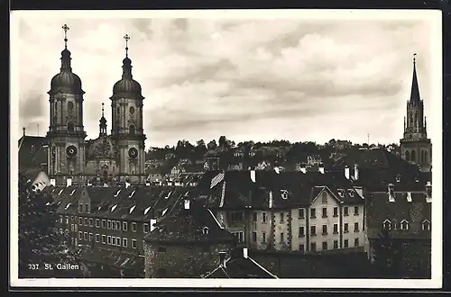AK Sankt Gallen, Ortspartie aus der Vogelschau