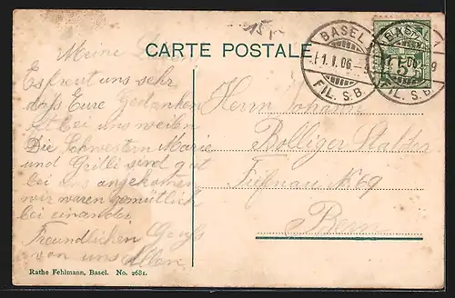 AK Basel, Totalansicht mit Münster und Rhein