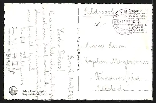 AK Basel, Teilansicht mit Rathaus und Münster