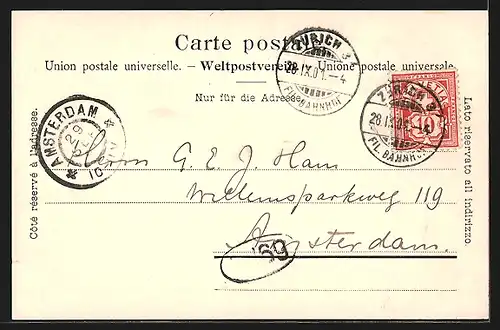 AK Zürich, Panorama, Segelboot auf dem Zürichsee