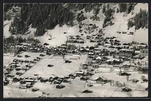 AK Adelboden, Dorfansicht aus der Vogelschau