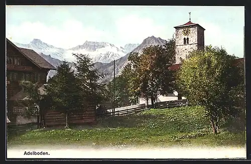 AK Adelboden, Ortspartie mit Kirche