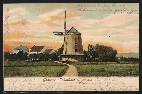 AK Gohlis / Dresden, an der Gohliser Windmühle