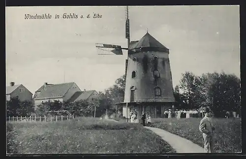 AK Gohlis / Elbe, Windmühle