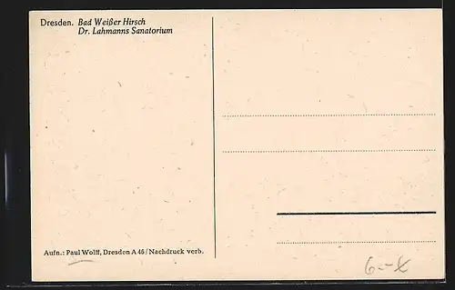 AK Dresden, Bad Weisser Hirsch, Dr. Lahmanns Sanatorium