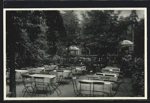 AK Dresden-Weisser Hirsch, Café-Konditorei Faust, Blick in den Garten