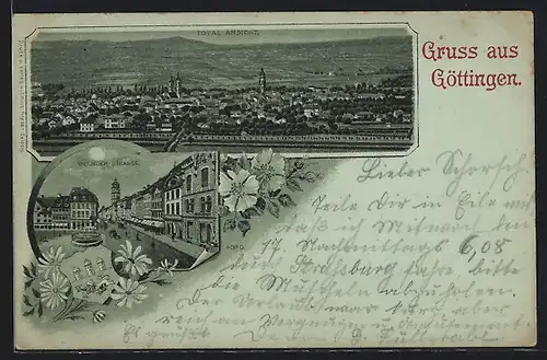 Mondschein-Lithographie Göttingen, Weender-Strasse, Gesamtansicht