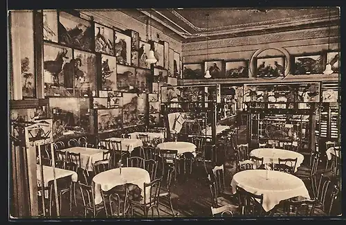 AK Bochum, Gasthaus zur Uhle, Innenansicht