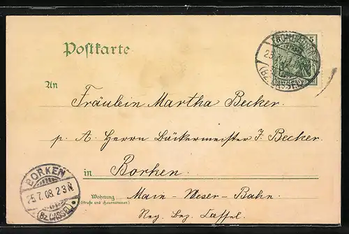 Lithographie Fronhausen a. d. Lahn, Dorfstrasse, Grosse Linde, Ortsansicht