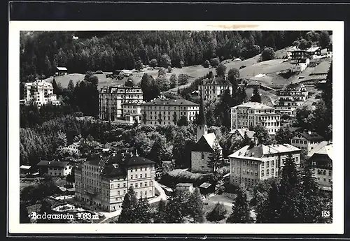 AK Badgastein, Stadtansicht aus der Vogelschau