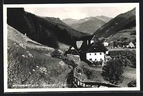 AK Möderbrugg, Ortspartie aus der Vogelschau