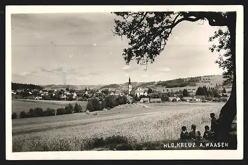 AK Heiligenkreuz am Waasen, Ortsansicht aus der Ferne