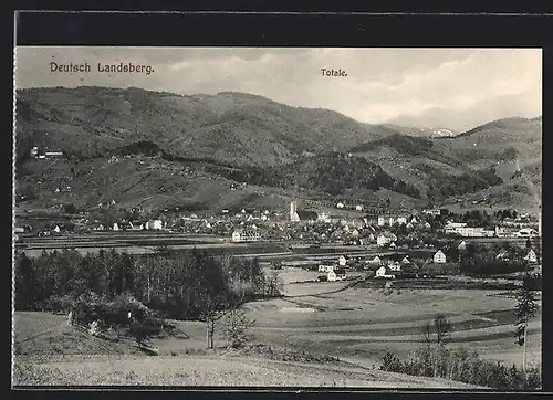 AK Deutsch Landsberg, Totalansicht aus der Vogelschau