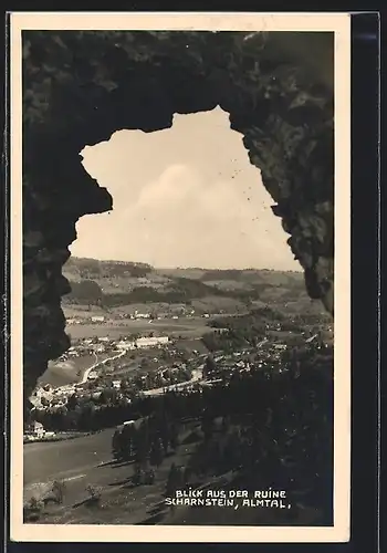 AK Scharnstein, Blick aus der Ruine Scharnstein in das Almtal