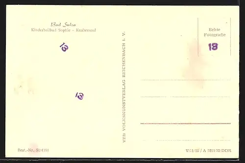 AK Bad Sulza, Kinderheilbad Sophie-Knabensaal