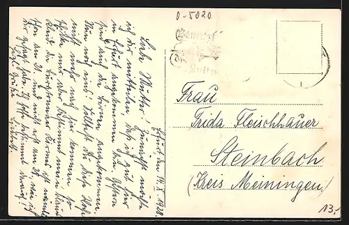 AK Erfurt, Anger mit Hauptpost und Strassenbahn