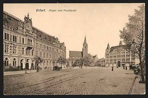 AK Erfurt, Blick auf Anger und Hauptpost