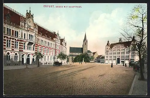 AK Erfurt, Strasse Anger mit Hauptpost