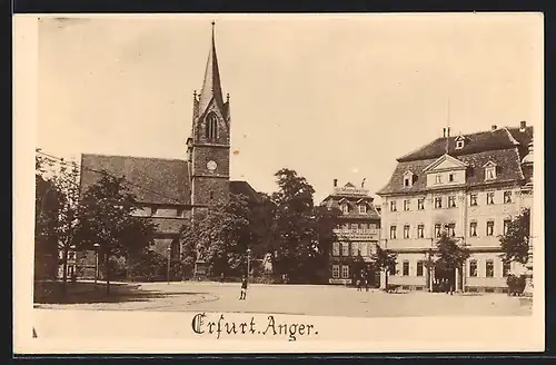 AK Erfurt, Strasse Anger mit Kirche