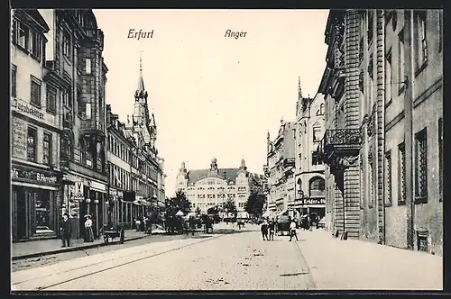 AK Erfurt, Strasse Anger mit Geschäften