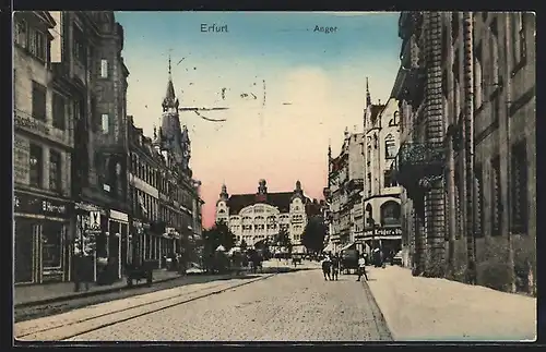 AK Erfurt, Strasse Anger mit Geschäften