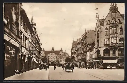 AK Erfurt, Strasse Anger mit Geschäften