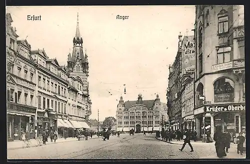 AK Erfurt, Strasse Anger mit Geschäften