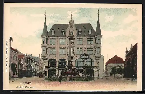 AK Erfurt, Brunnen in der Strasse Anger