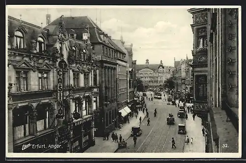 AK Erfurt, Strasse Anger mit Geschäften & Strassenbahn