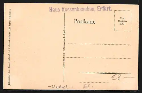 AK Erfurt, Hotel Haus Kossenhaschen