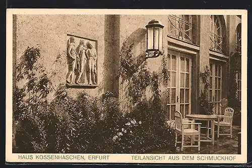 AK Erfurt, Hotel Haus Kossenhaschen, Teilansicht aus dem Schmuckhof