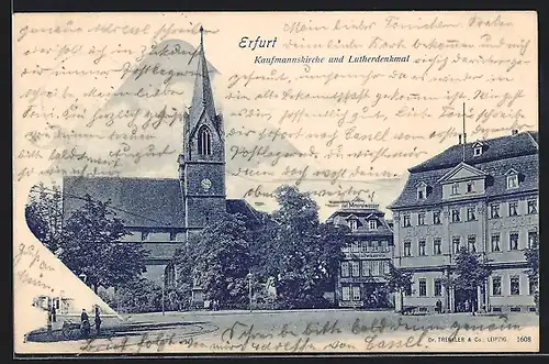 AK Erfurt, Kaufmannskirche und Lutherdenkmal