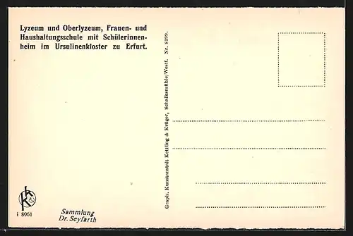 AK Erfurt, Klassenzimmer im Lyzeum u. Oberlyzeum, Frauen- u. Haushaltunsschule mit Schülerinnenheim im Ursulinenkloster