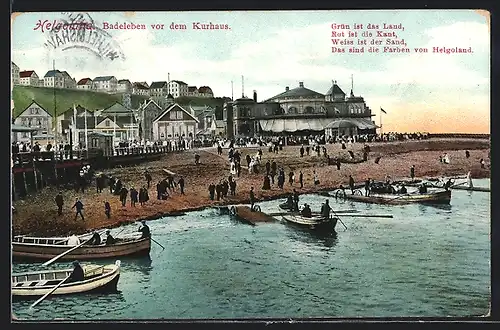 AK Helgoland, Badeleben vor dem Kurhaus