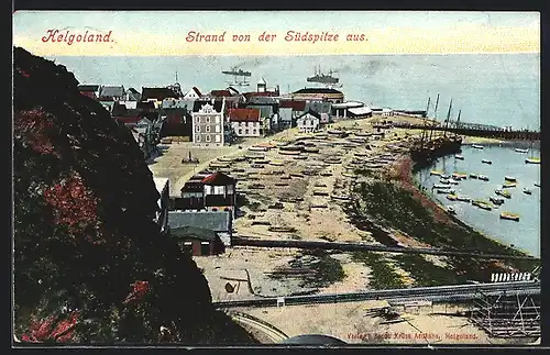 AK Helgoland, Strand von der Südspitze aus