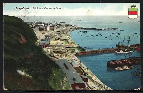 AK Helgoland, Blick auf das Unterland, Wappen