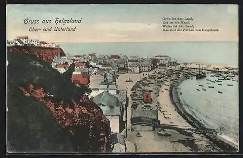 AK Helgoland, Strandpromenade aus der Vogelschau