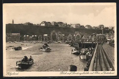 AK Helgoland, Landungsbrücke mit Ober- und Unterland