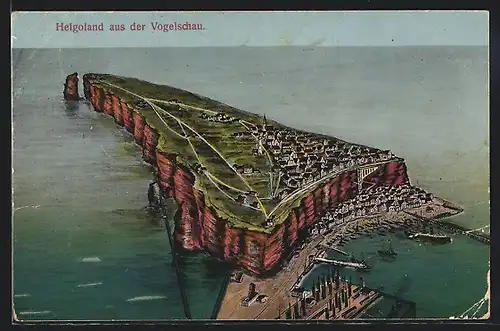 AK Helgoland, Die Insel aus der Vogelschau