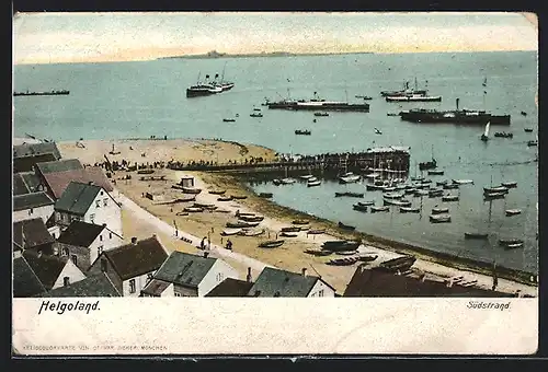AK Helgoland, Südstrand, Schiffe, Boote