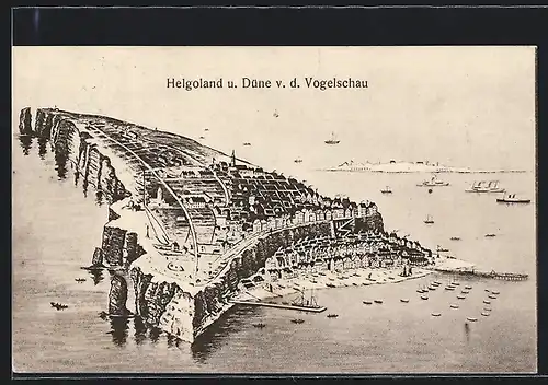 AK Helgoland und Düne, Ansicht aus der Vogelschau