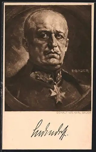 AK Erich Ludendorff mit Eisernem Kreuz, gemalt von Karl Bauer