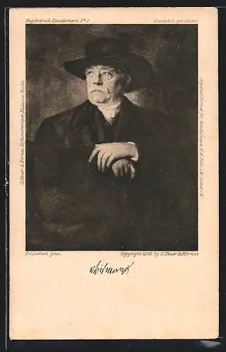 Künstler-AK Porträt Fürst Otto von Bismarck mit Hut