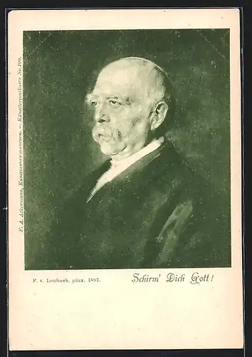 Künstler-AK Porträt Otto von Bismarck-Schirm` Dich Gott!