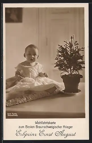 AK Erbprinz Ernst August von Braunschweig mit Tannenbäumchen